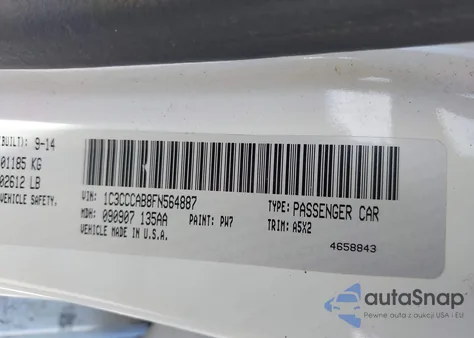 2015 Chrysler 200 Limited from USA, damaged, VIN 1C3CCCAB8FN564887